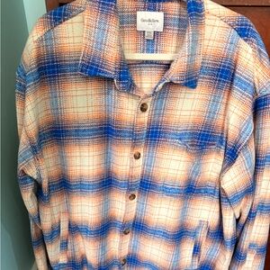 Goodfellow & Co blue/tan/orange plaid shirt jacket. Size XXL. With pockets